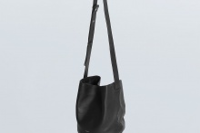 real leather bucket type circle shoulder bag