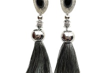 ellipse tassel earring  -Gray-