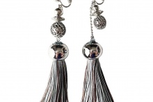 lility tassel earring  -Gray-