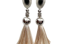 ellipse tassel earring  -Beige-