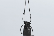 real leather drawstring shoulder mini bag