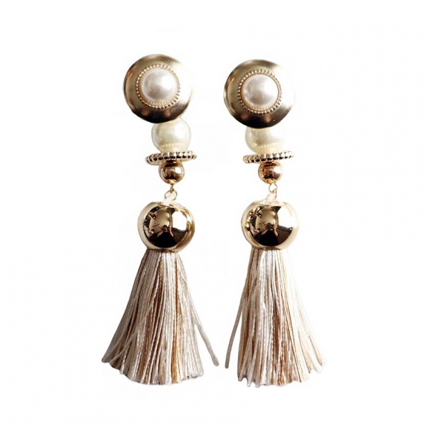 prink tassel earring  -Gold-