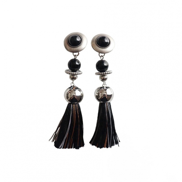 prink tassel earring  -Silver-