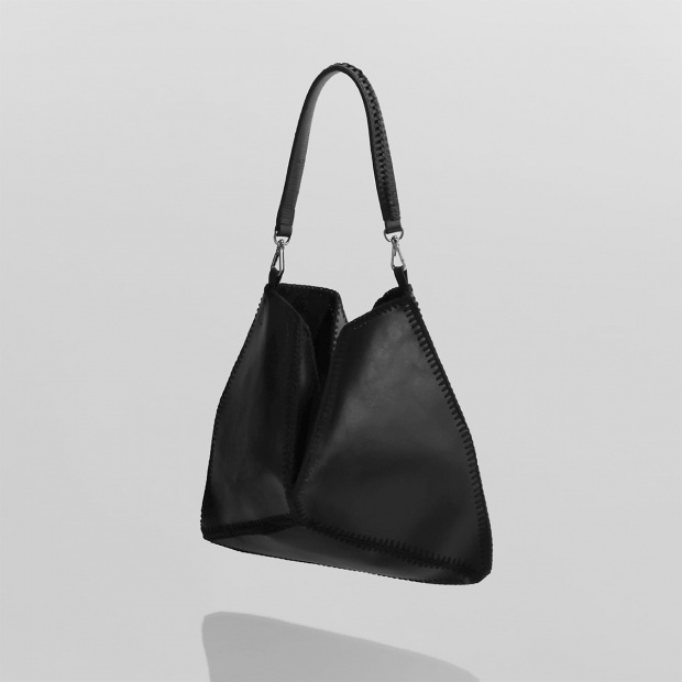 real leather × knit embroidery 2way bag