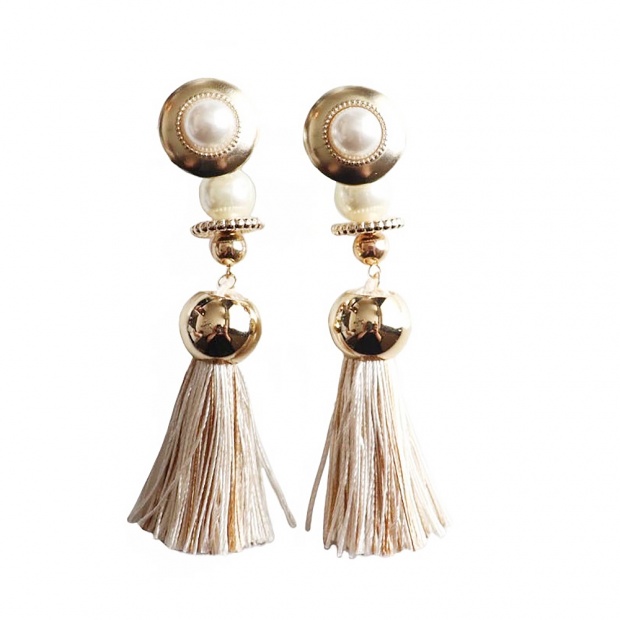 prink tassel earring  -Gold-
