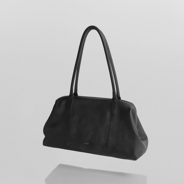real leather long frame soft bag
