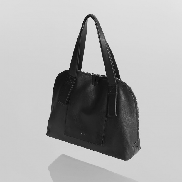 real leather emboss handle tote bag