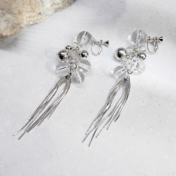 crisp earrings -Silver-