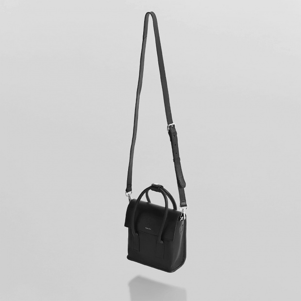 real leather 2way BOX flap handle bag S